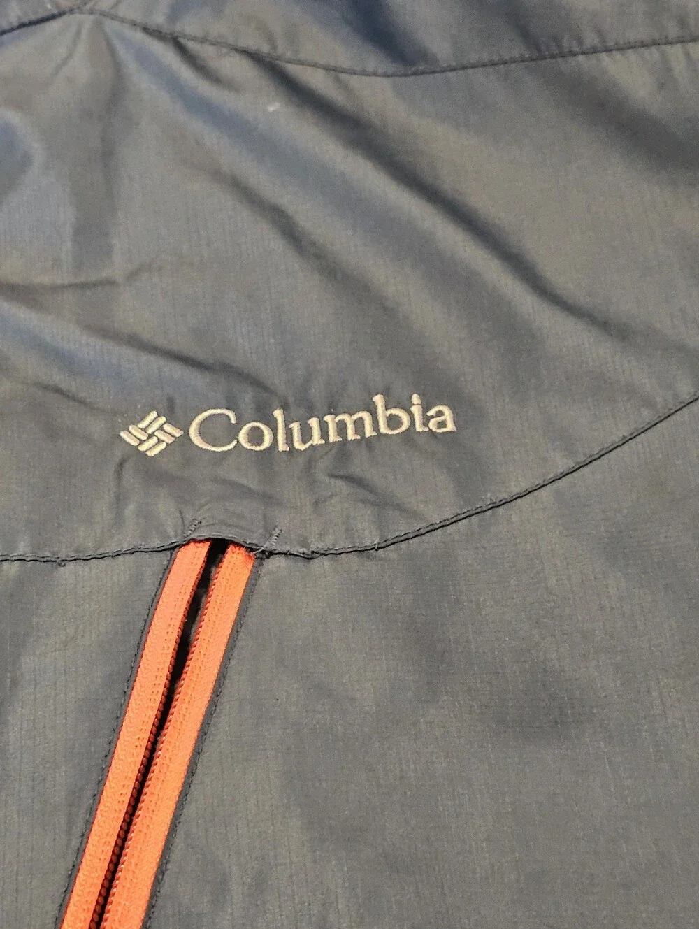 Columbia Mens Full Zip Insulated Coat Blue Orange Size L No Hood Warm Euc